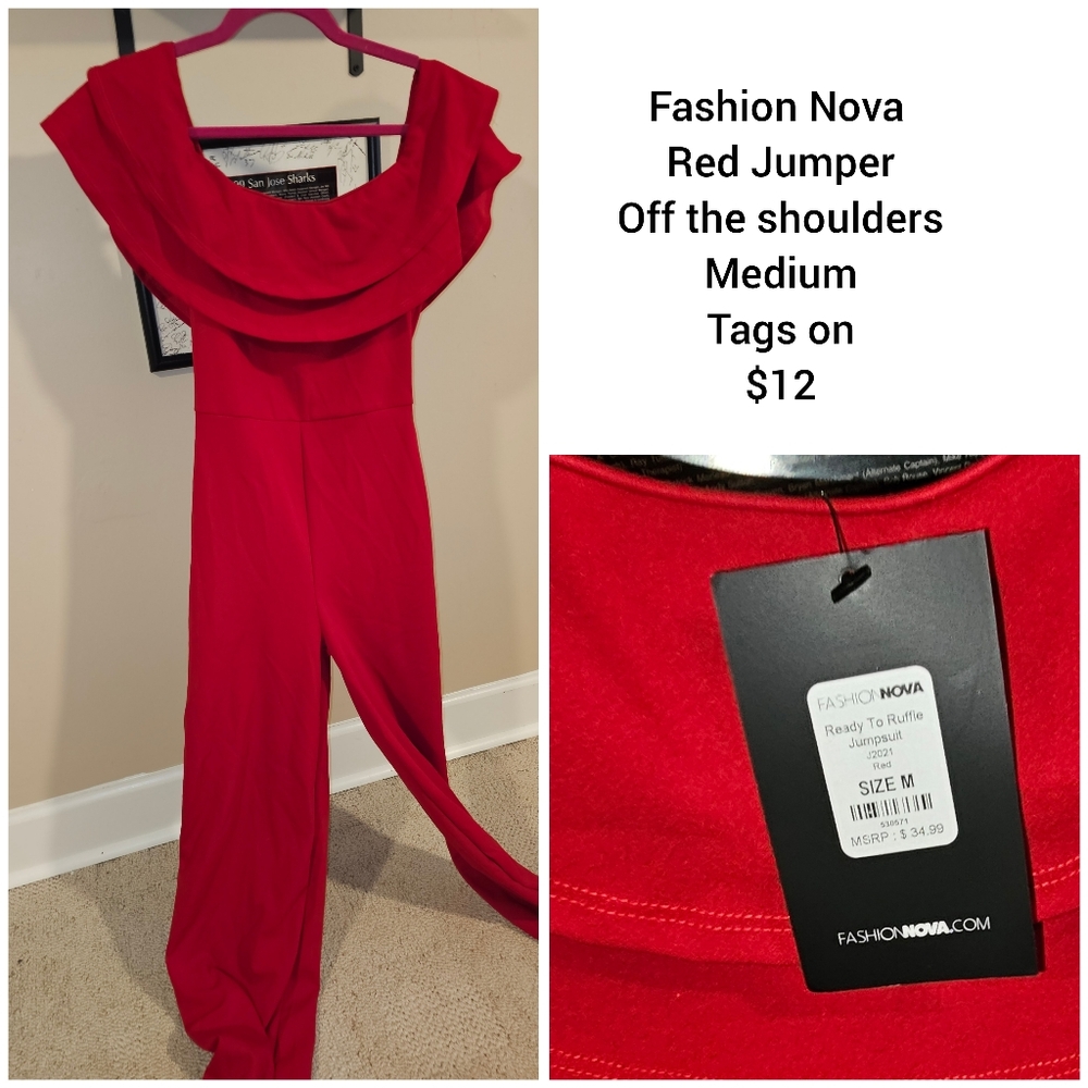 Fashion Nova Red Off-the-Shoulder Jumper